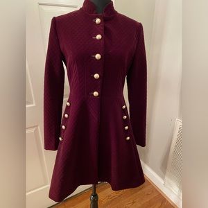 Beautiful burgundy, velvet jacket or short jacket dress can be worn boots/tights